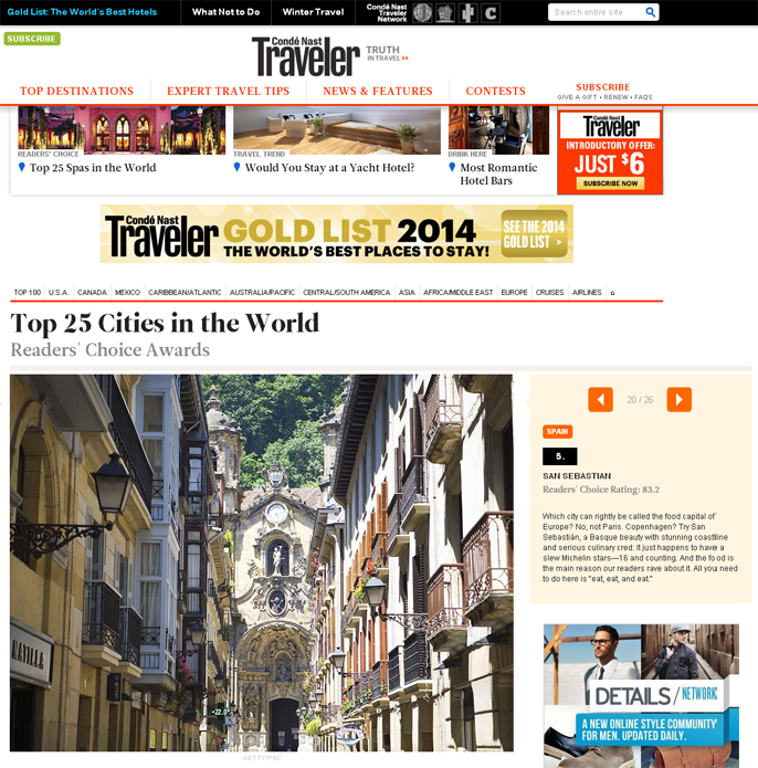 Top 25 Cities in the World Conde Nast Traveler