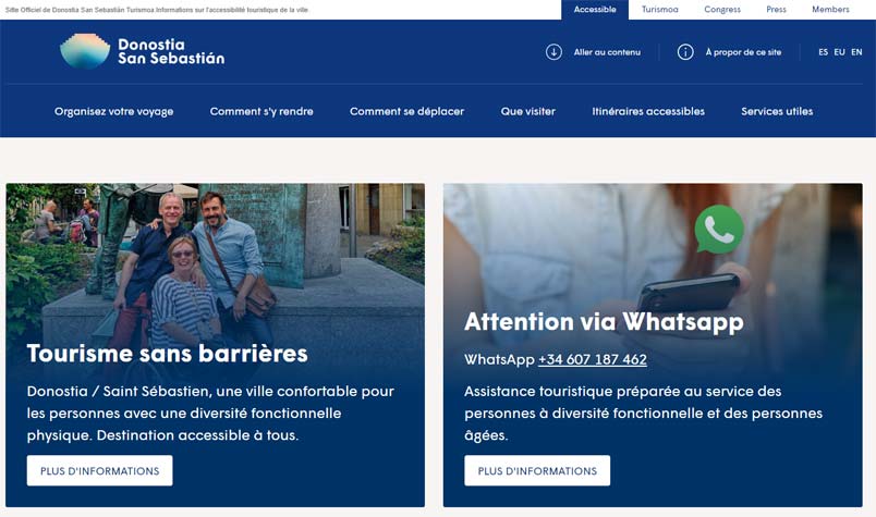 Web accesible de San Sebastian Turismoa